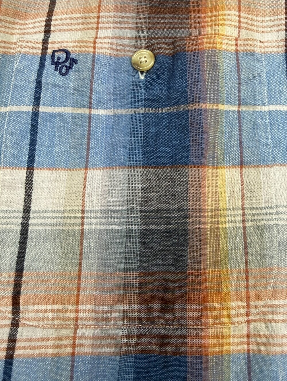 Vintage Christian Dior Monsieur Button Up Shirt Mens XL Plaid Shoulder Epaulets - Picture 8 of 8
